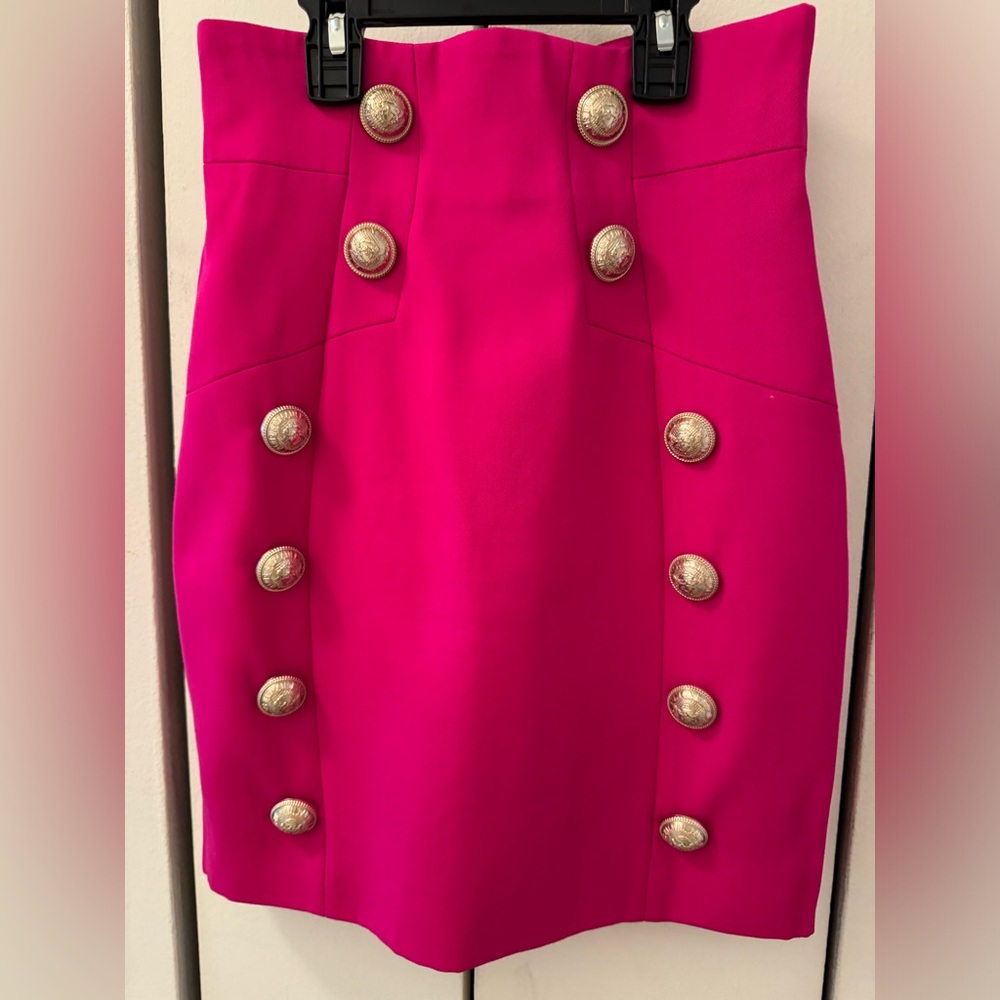 Vintage Balmain Wool Mini Skirt in Pink